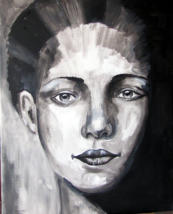 Frauenporträt in schwarz/weiß